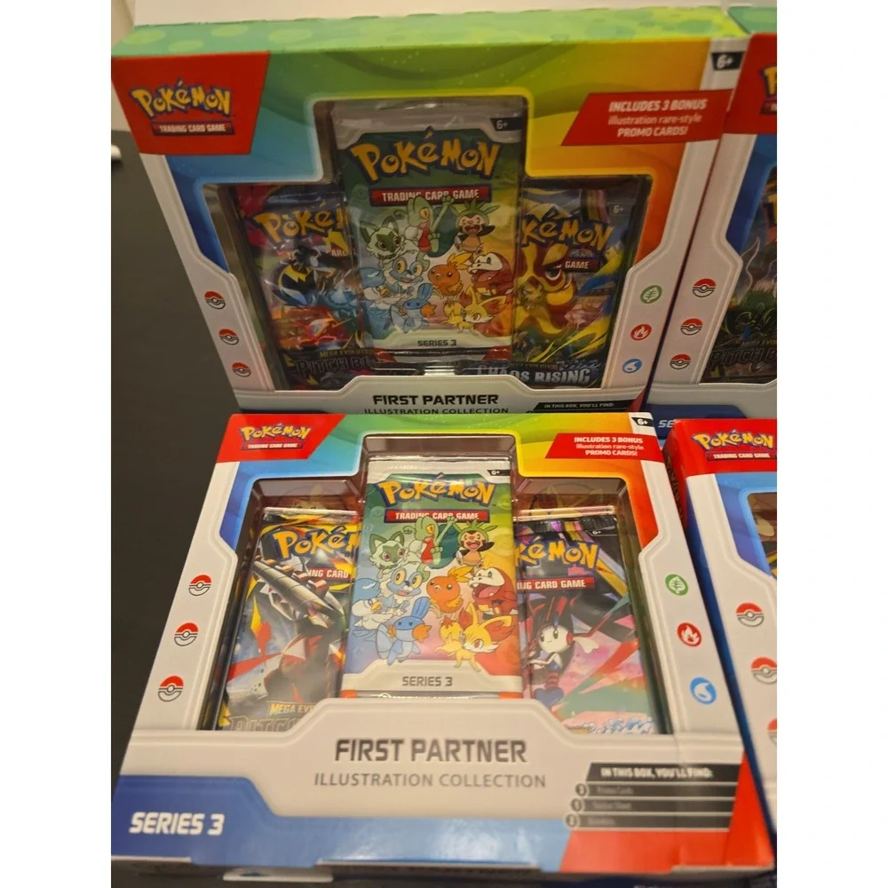 Lot of 4 - Pokemon TCG First Partner Illustration Collection Box Series 3 - NISB